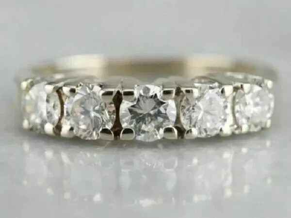 1.50Ct Lab-Created VVS1/DDiamond Five Stone Engagement Ring 14K Yellow Gold Fn