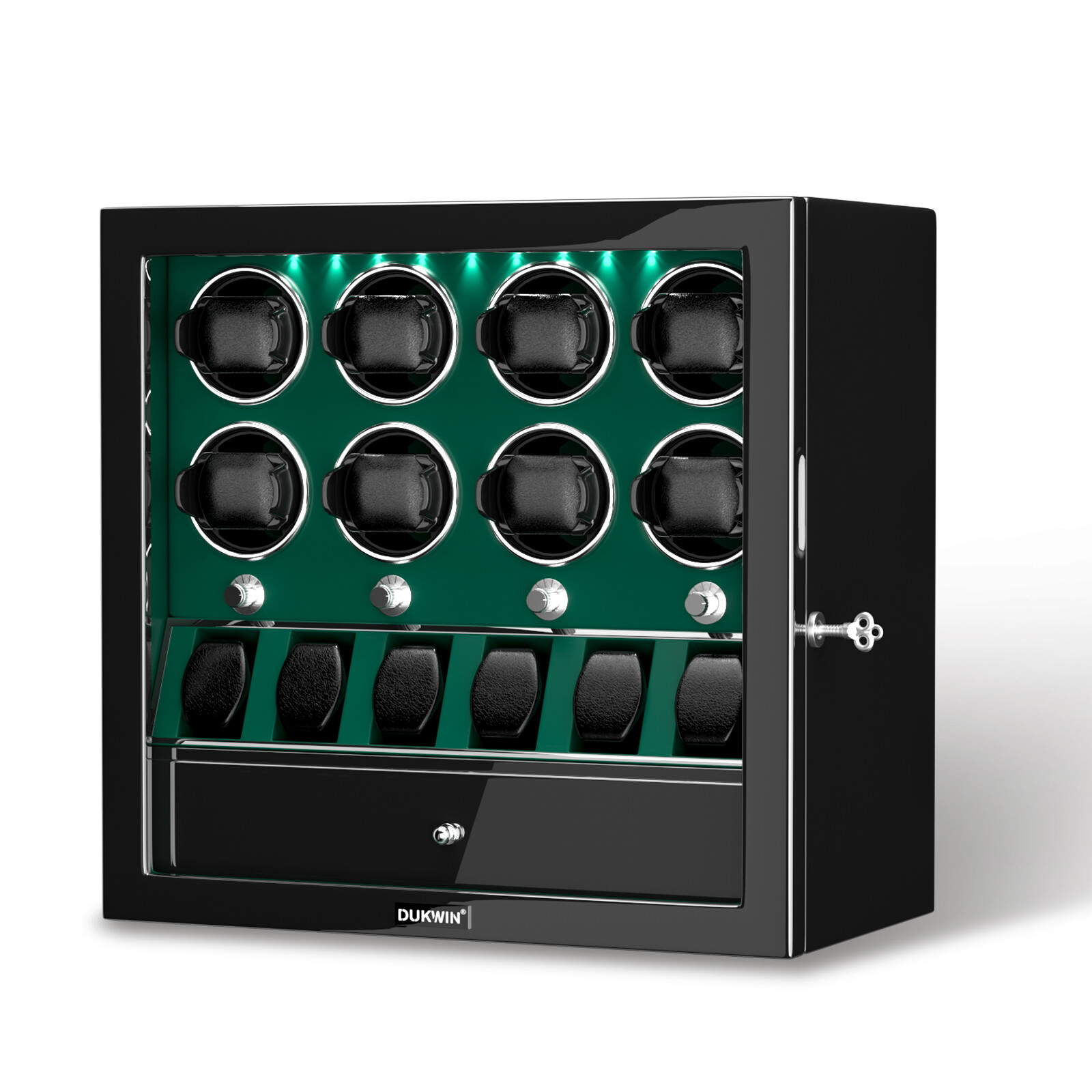 New Compact LED Automatic 8 Watch Winder With 6 Watches Display Storage Box Gift