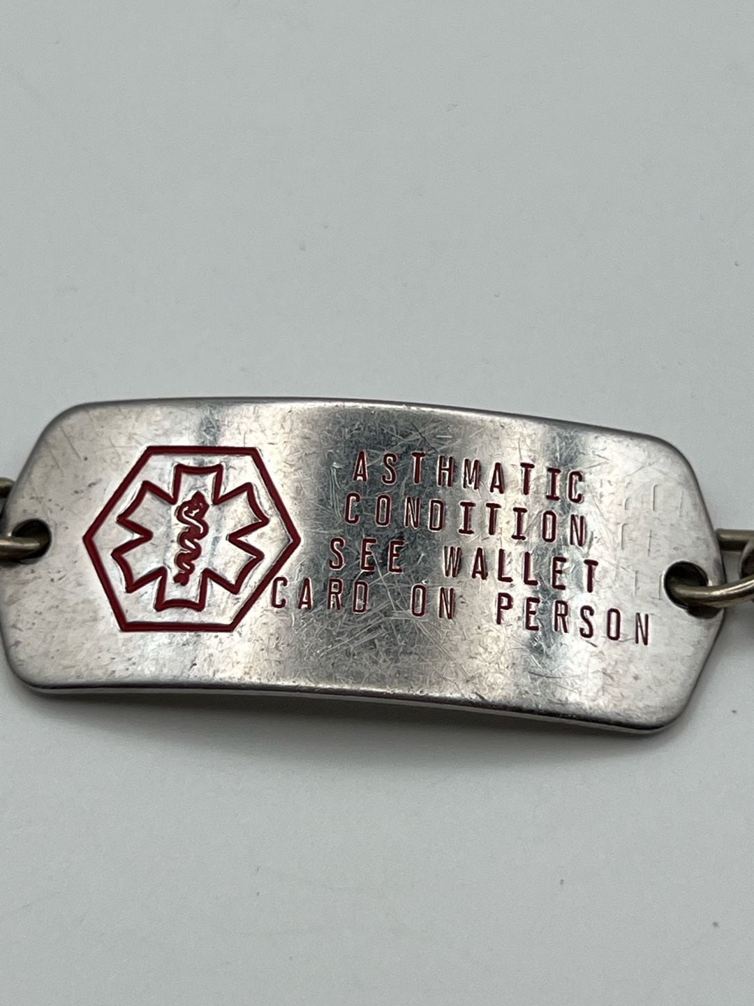 Vintage Medical Alert ID Bracelet Asthmatic Condition Stainless Steel