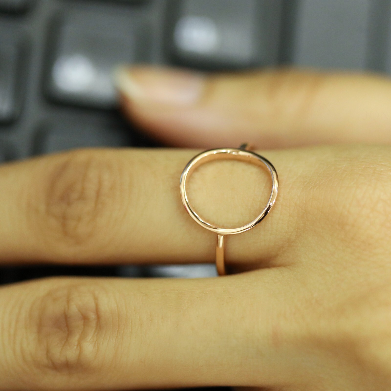 14k Gold Solid Gold – 1.3 mm Thick Open Circle Ring Size -3 to 8 US