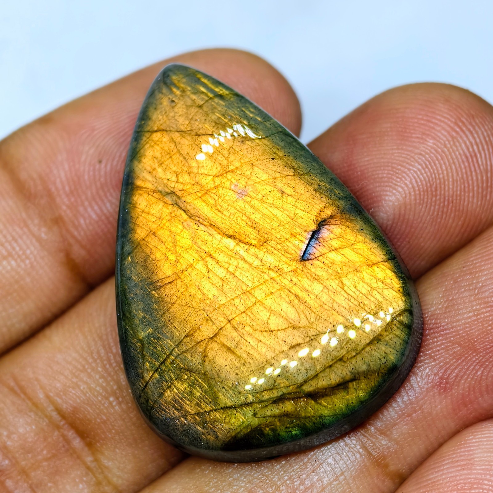 57 Cts Natural Labradorite Cabochon Gemstone For Jewelry 35.6×24.8×8.4 MM