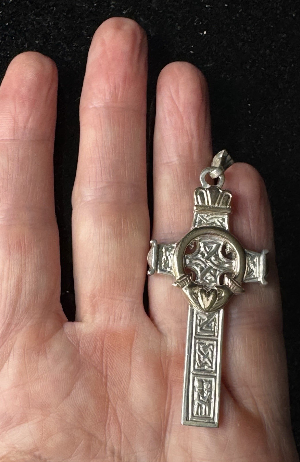 Aidan J Breen Irish Penal Celtic Cross Pendant 925 Sterling Silver AJB Ireland
