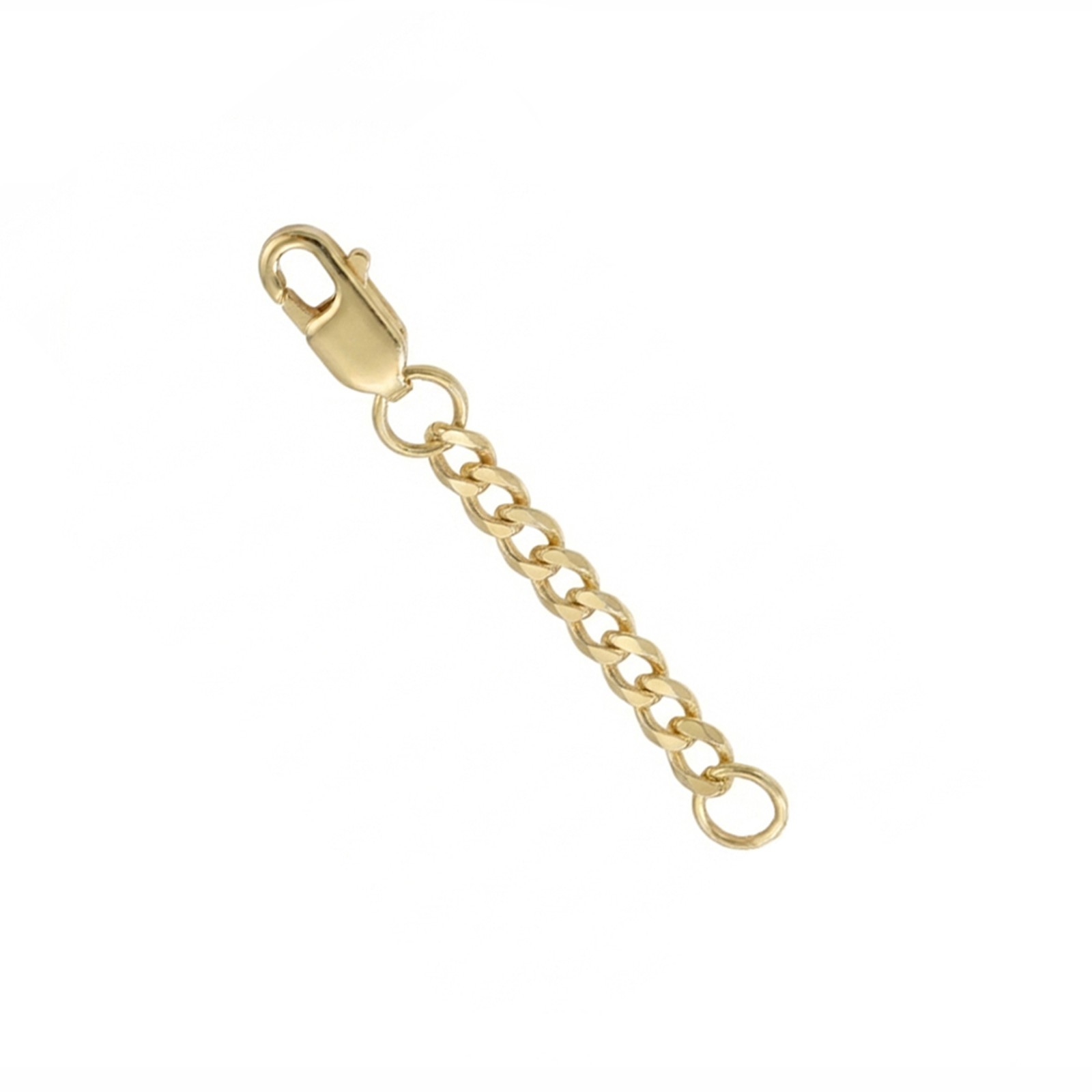 14k Solid Yellow Gold 2mm Curb Cuban Chain Extender 1″ to 5″ Lobster Clasp