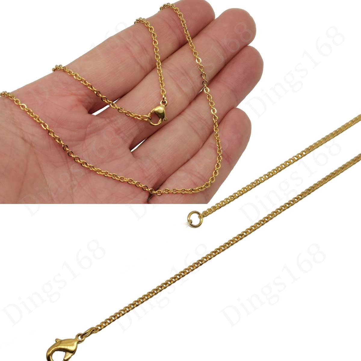 Genuine 18K Yellow Gold Filled Italian 22 inch 2.4 mm Cable Chain Necklace A146G