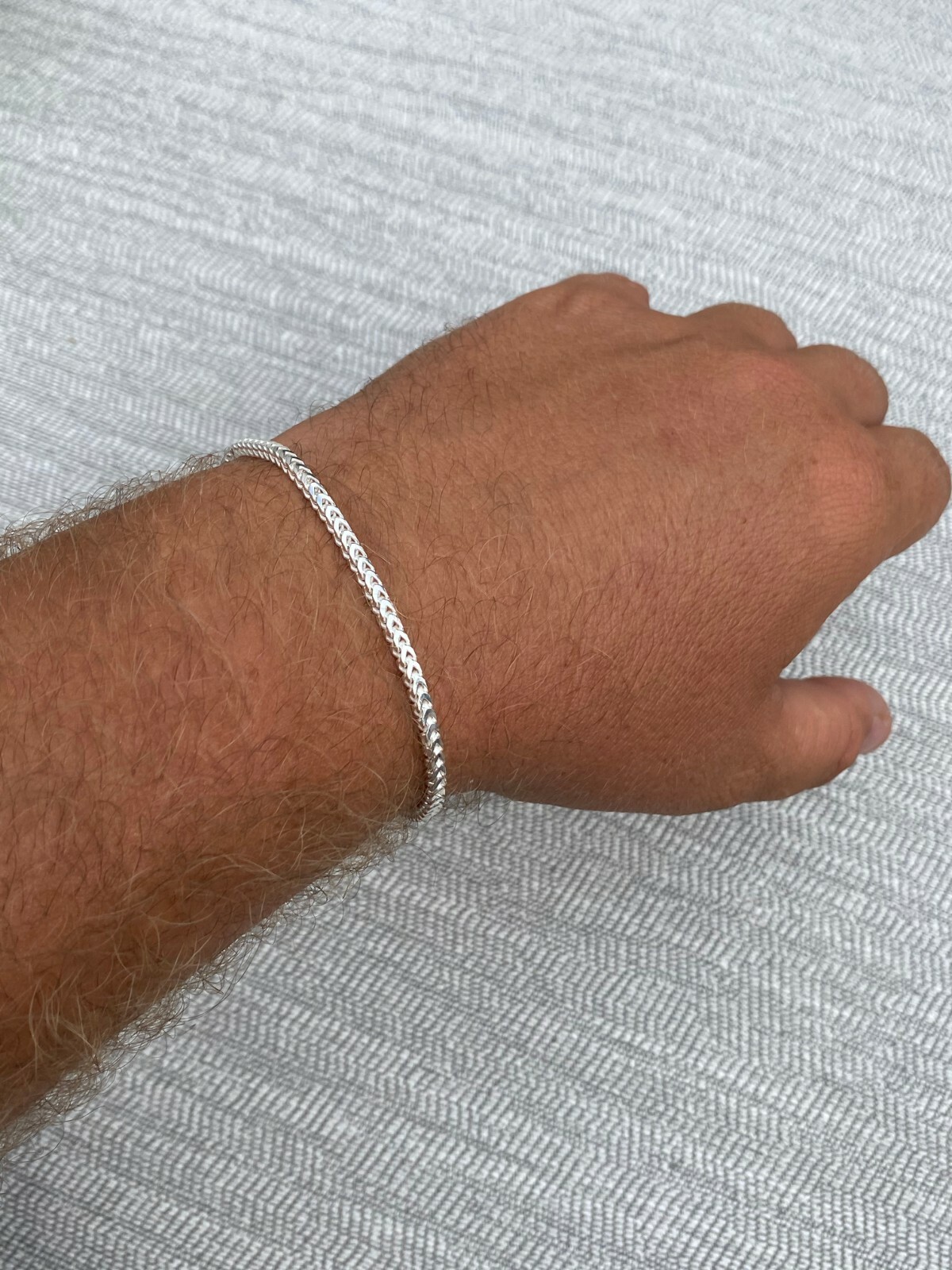 Real Solid 925 Sterling Silver Franco Bracelet 2.5-5mm ITALY MADE Men’s Pulsera