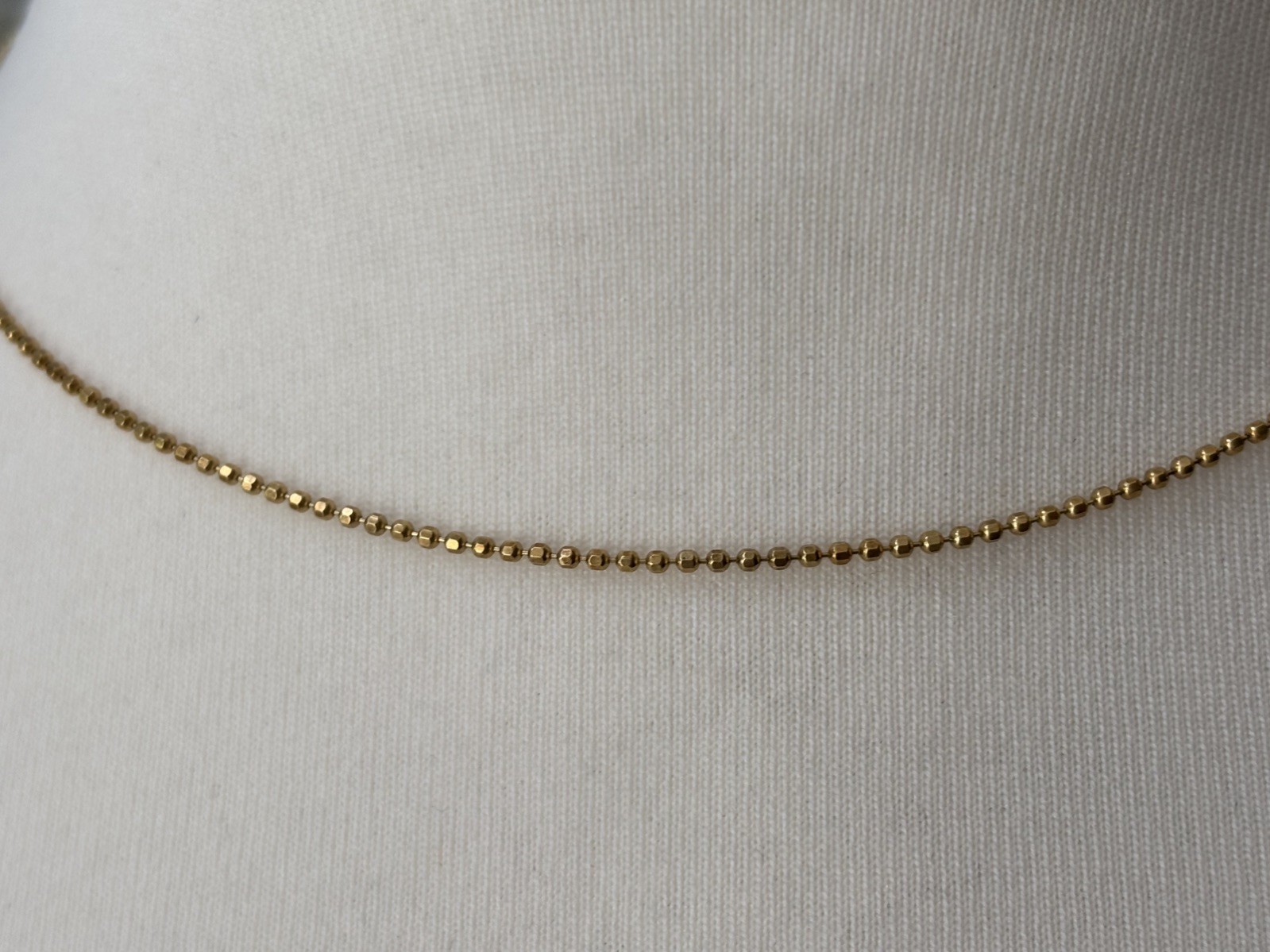 UNOAERRE 18K Solid Yellow Gold Ball Chain Necklace 3.66g 750 Italian * 1 AR