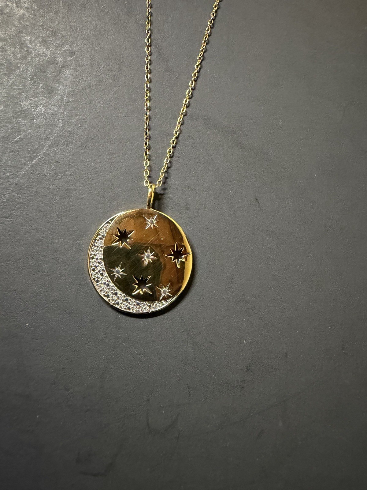 Gold plate over 925 Sterling Silver Celestial Pendant on adjustable chain 18-20”
