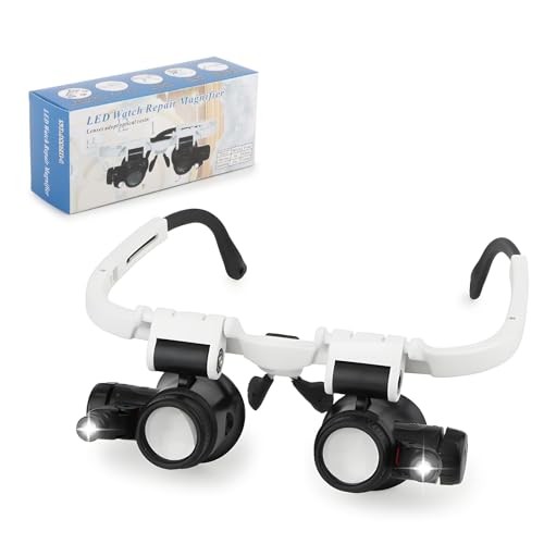 Hands-Free Magnifying Glass Headband 8X 15X 23X LED Light Jeweler Loupe
