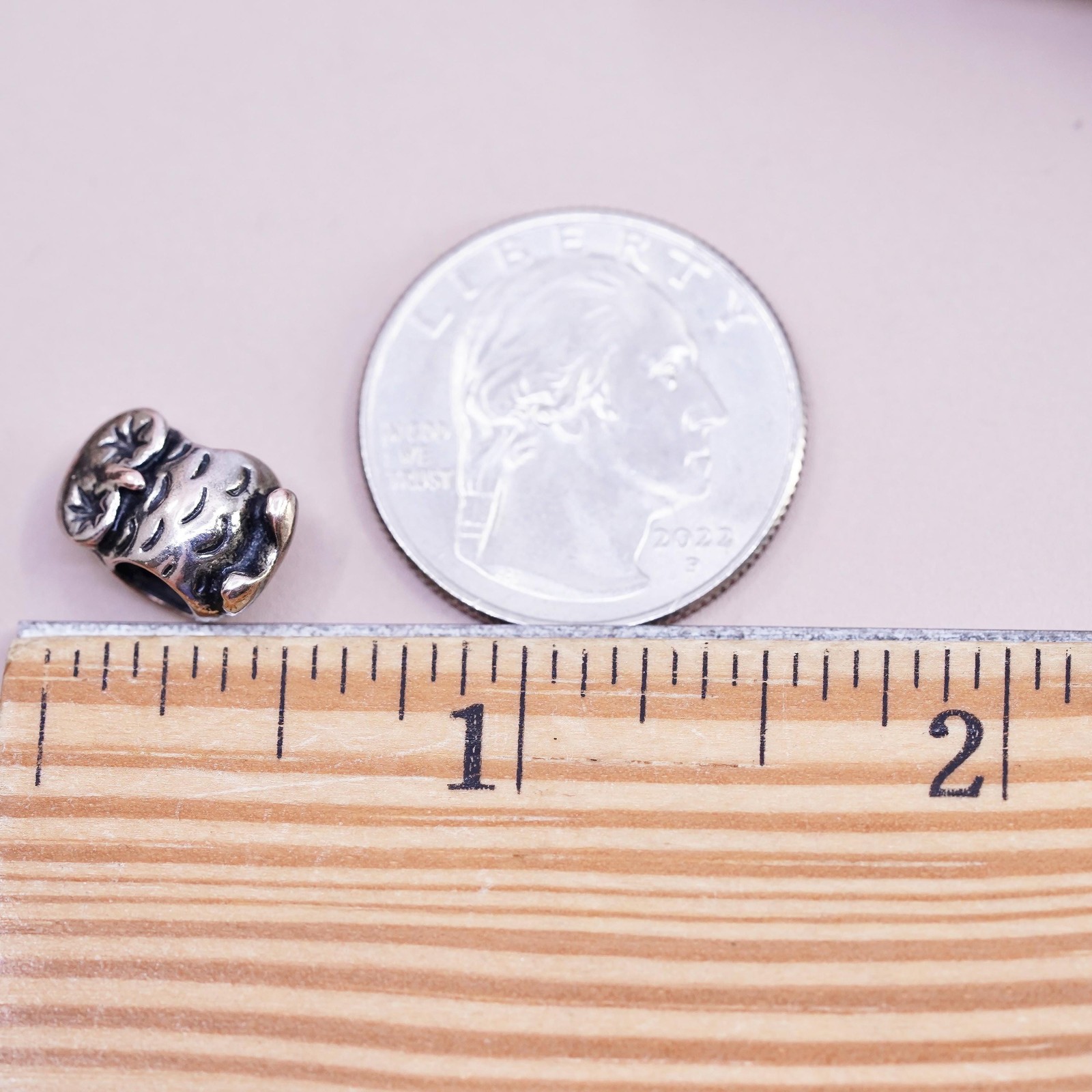 vintage copper owl bead charm, no mark