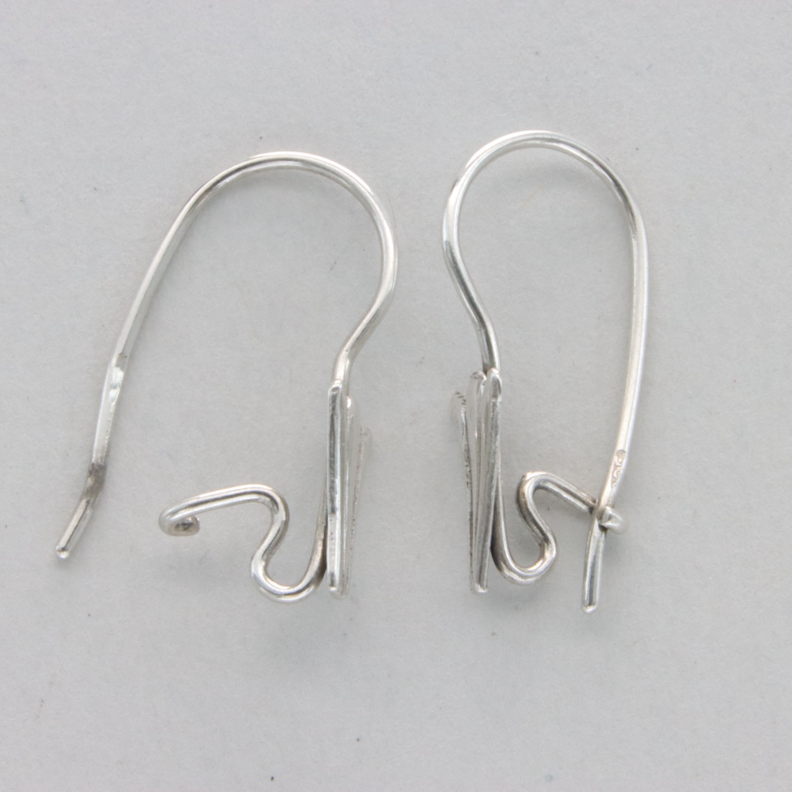 Pair of 925 STERLING SILVER Kidney Wire Hoops Earrings DIY Findings #24