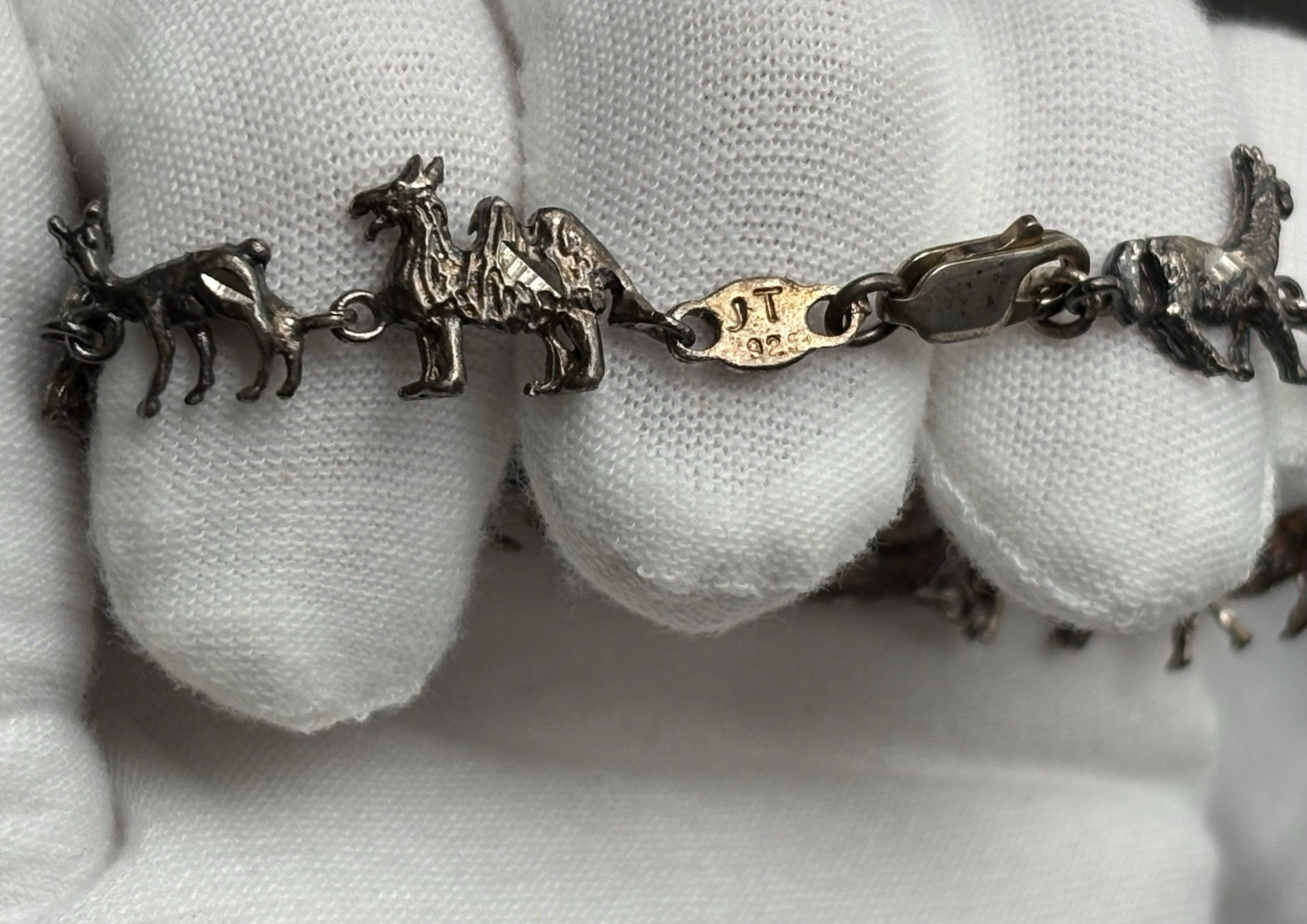 VTG Sterling Silver Noah’s Ark Bracelet 7.5in Diamond Cut LOVELY Ladies 925 JT