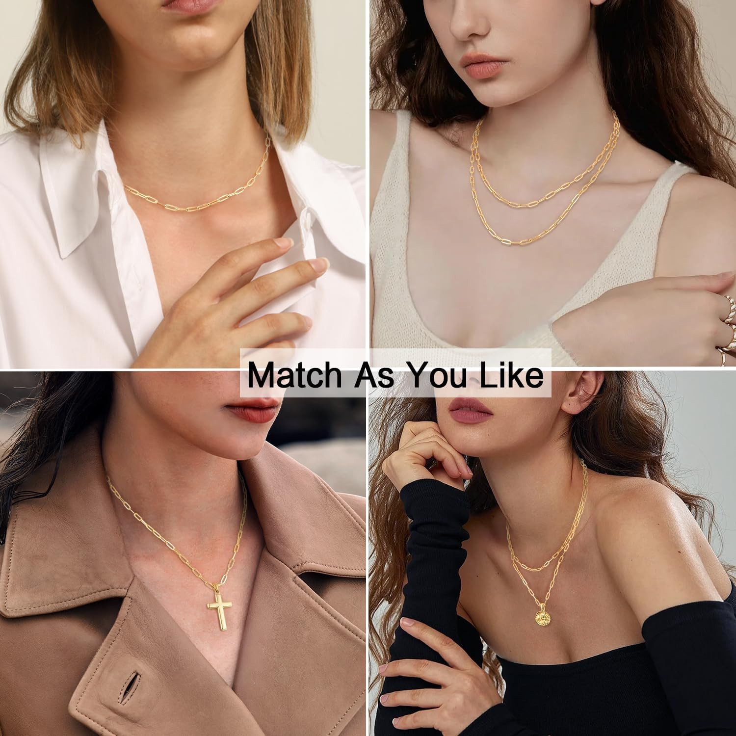 14K Gold Plated 925 Sterling Silver Paperclip Chain Necklace for Women, 2.5Mm 3M