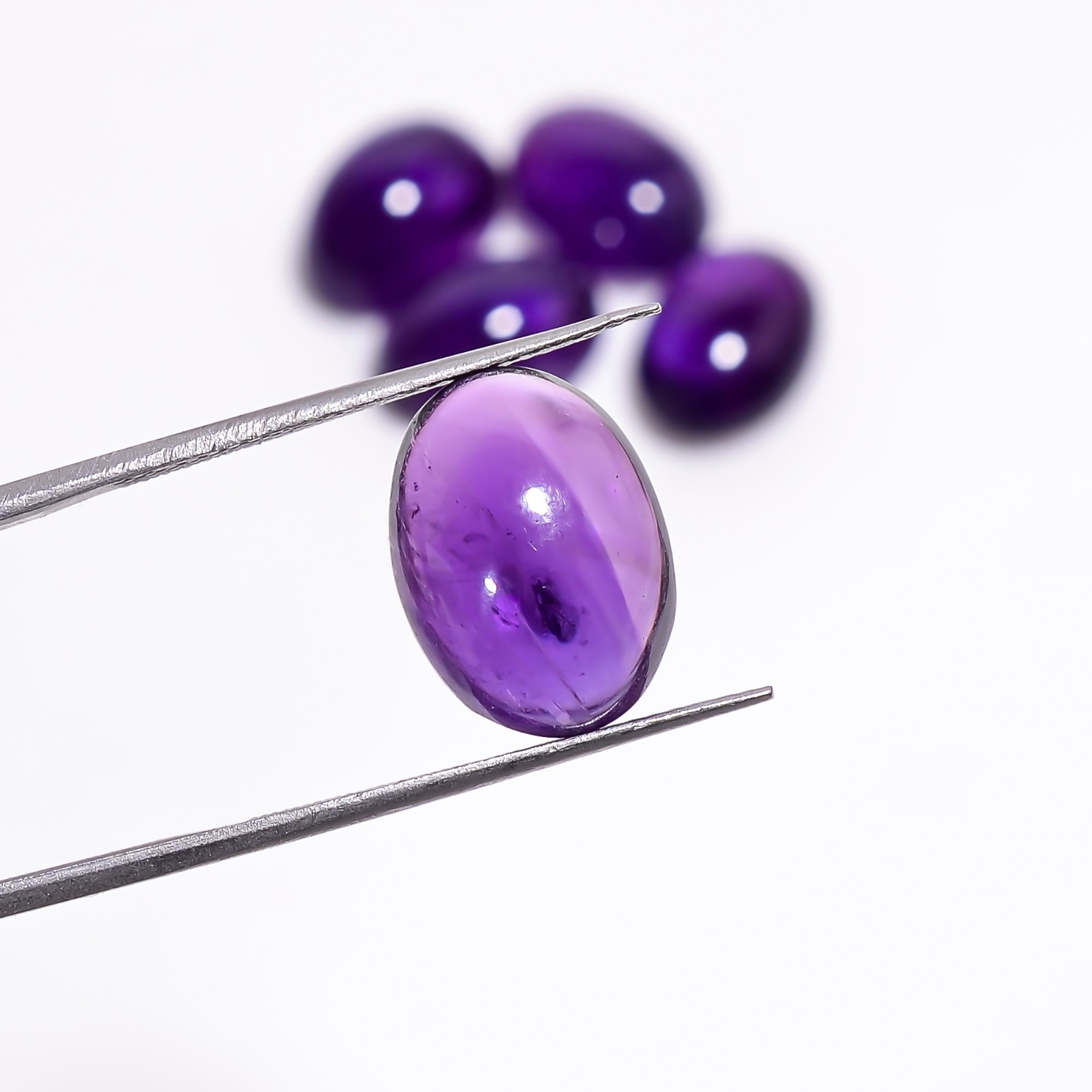 Natural purple Amethyst Oval Shape Gemstone Cabochon 5 Pc Lot 33 Cts 14X10X5 mm