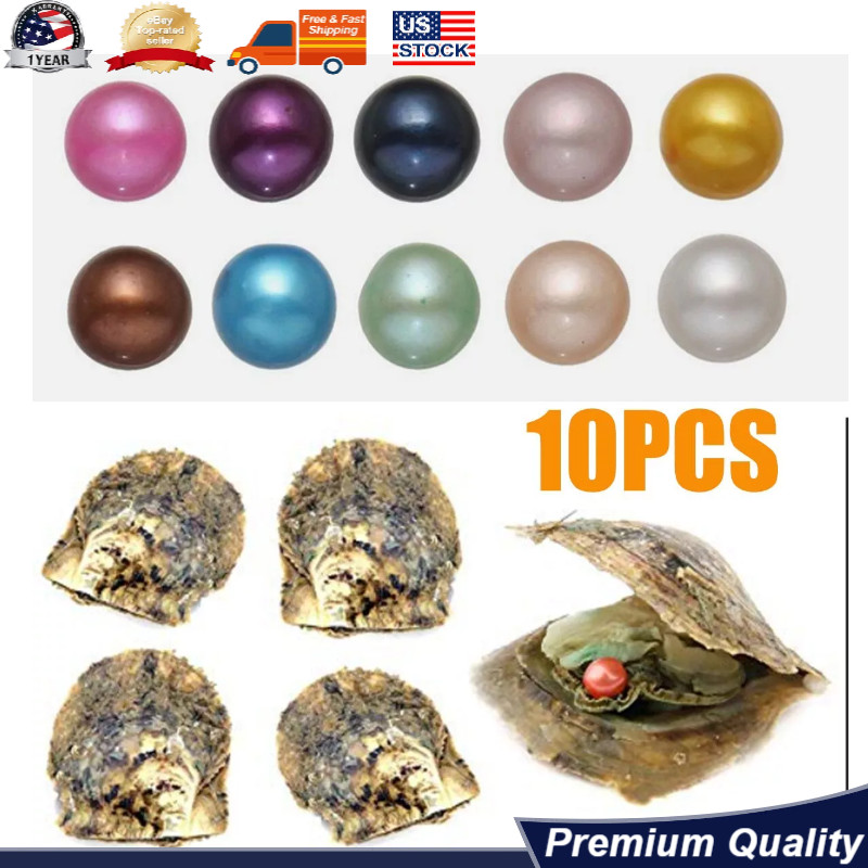 10PCS 7-8mm Natural Pearl Akoya Oysters Individually Wrapped w/ Cultured Bulk