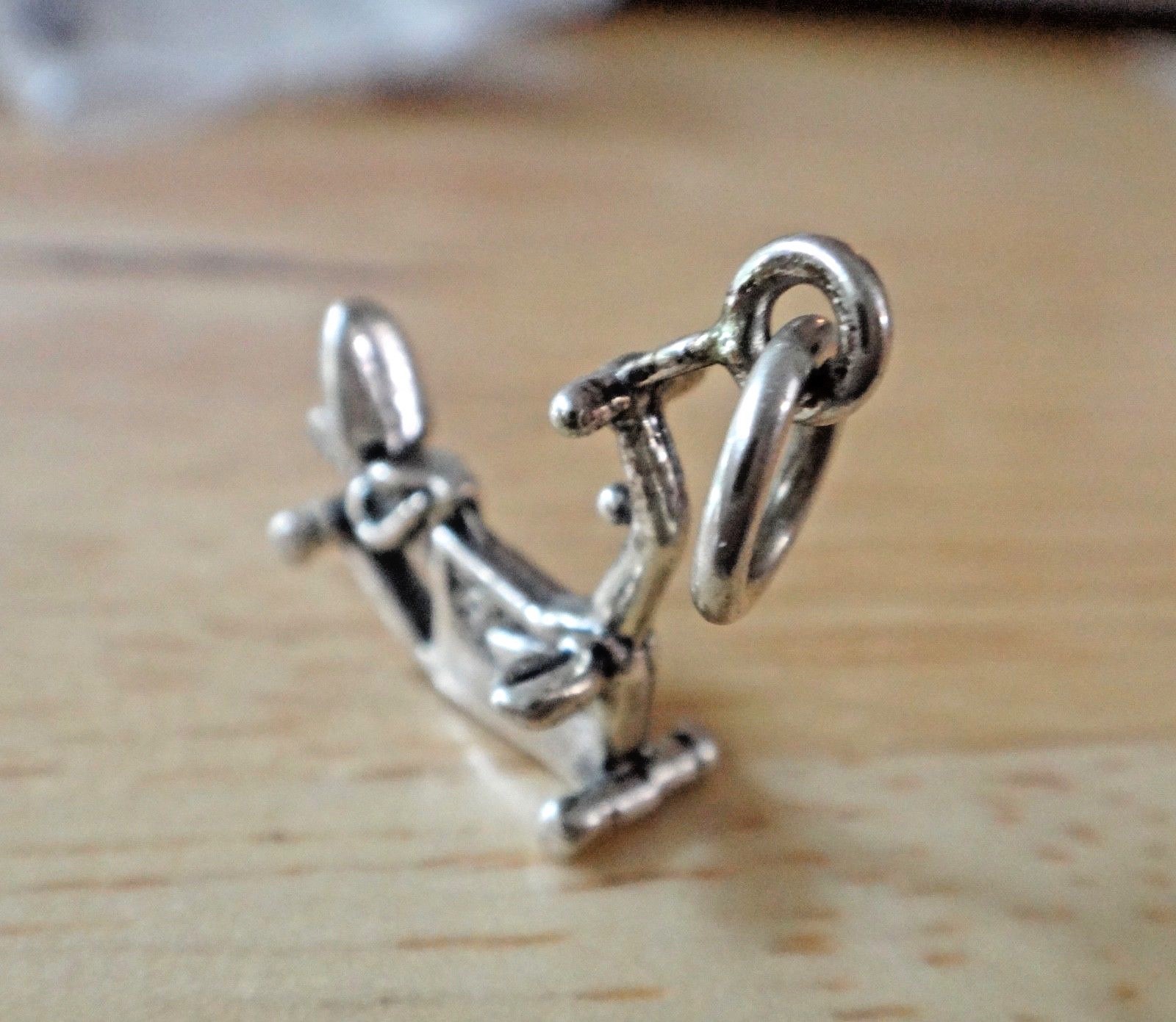 Sterling Silver 3D 16x14mm Recumbent Exercise Bike Bicycle Charm