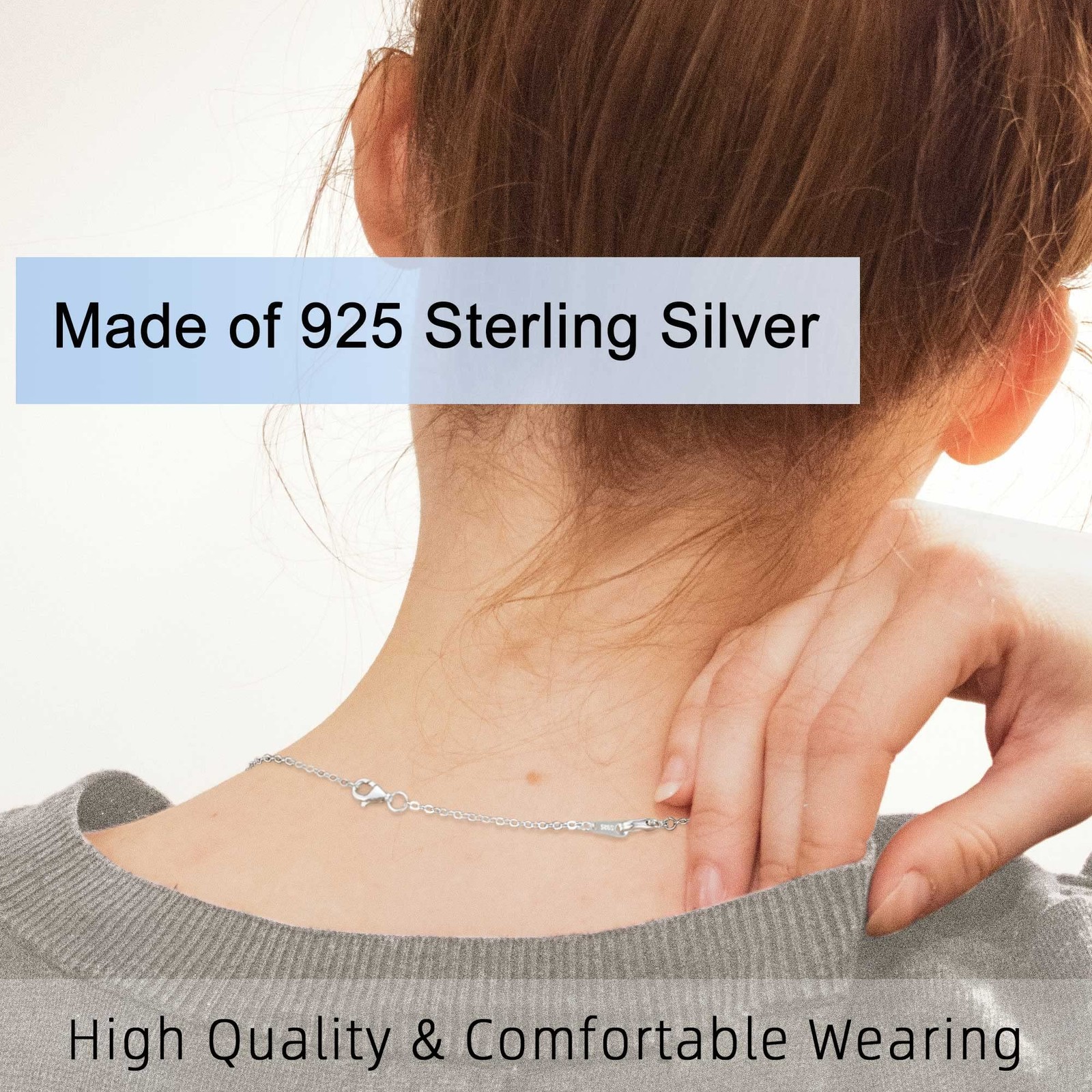 VANBARIS Sterling Silver Necklace Extenders for Women Silver Chain Extension …