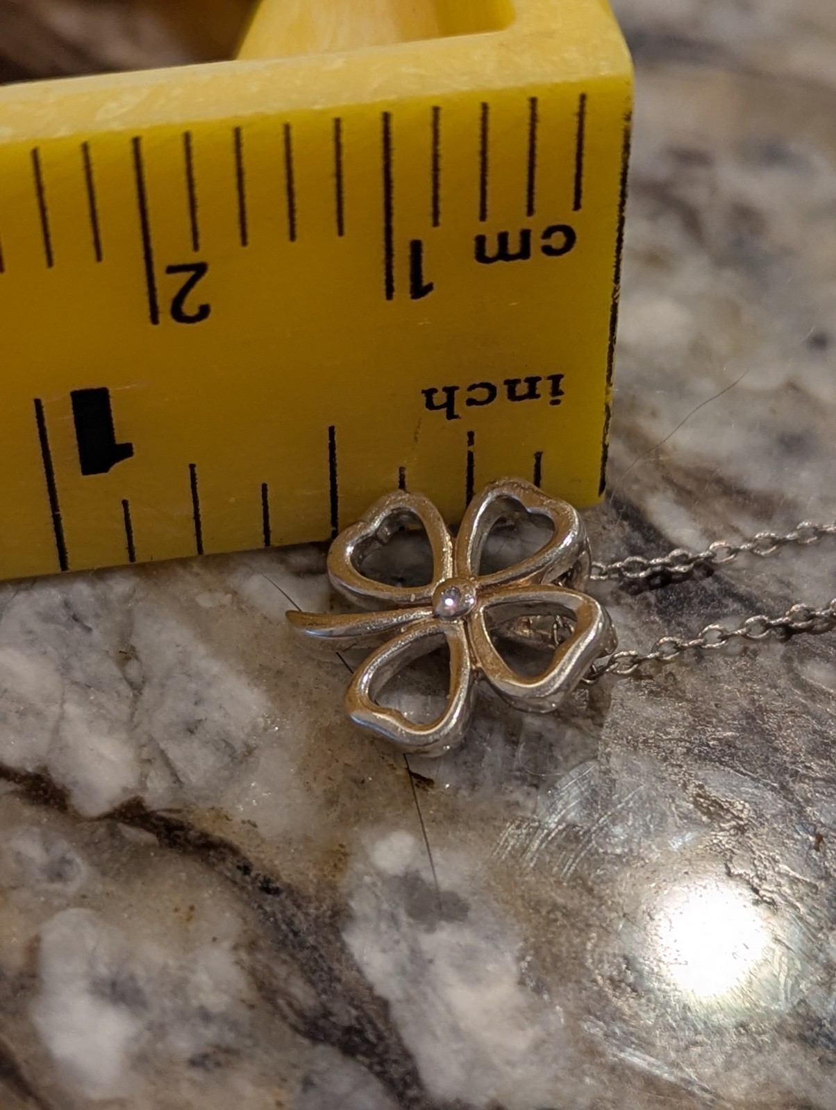 925 Sterling Silver Four Leaf Heart Clover Pendant & 18″ Cable Chain Necklace