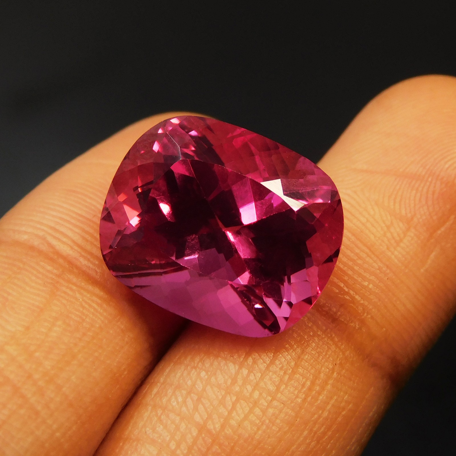 CERTIFIED Pink Cushion Cut 19.35 Ct Natural Tourmaline Enhanced Loose Gemstone