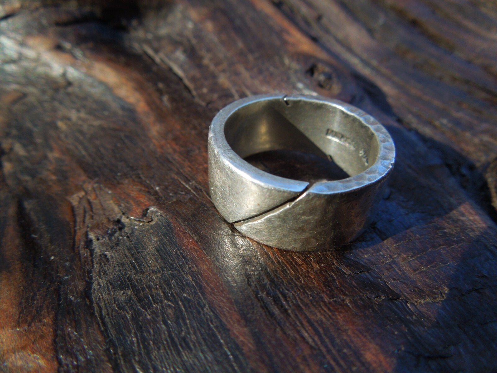 Sterling Silver Hammered Smooth Band Ring Mexico Size 8