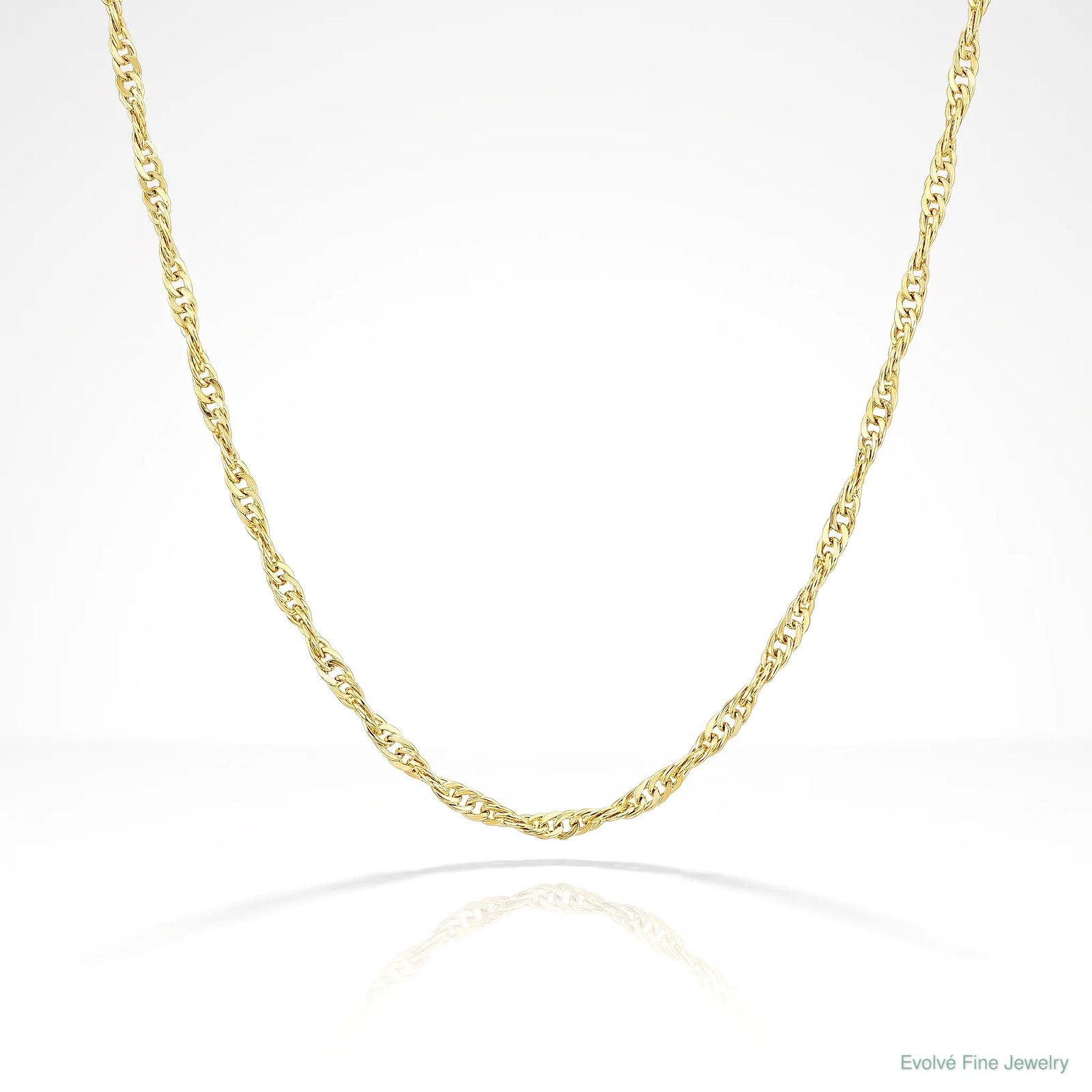 10K Yellow Gold 1mm Carded Singapore Chain Necklace 16″-24″