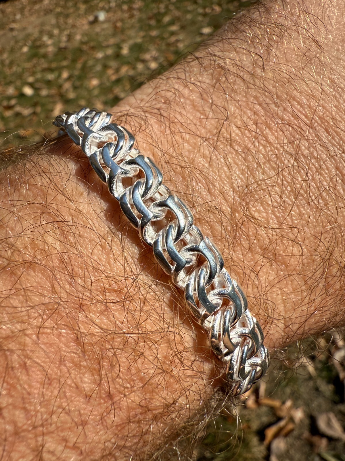 Real 925 Sterling Silver Handmade 9mm Bismark Garibaldi Chino Bracelet Mens