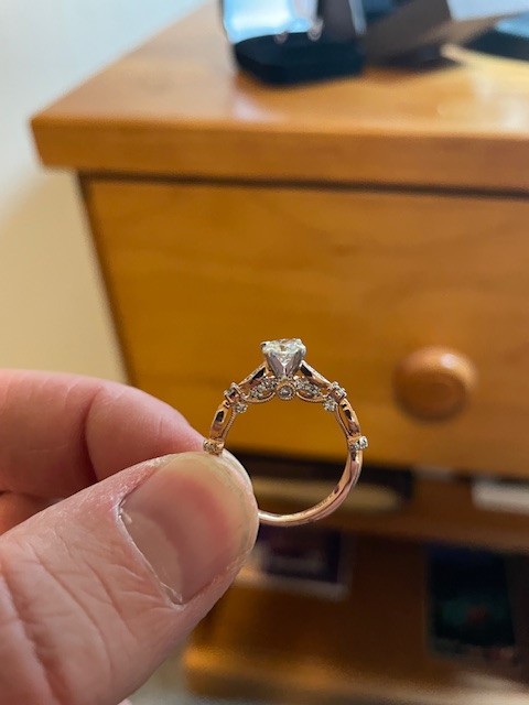 .75 CTW/.50 CTR Engagement & .16 CTW Wedding Ring Set in Rose Gold Settings