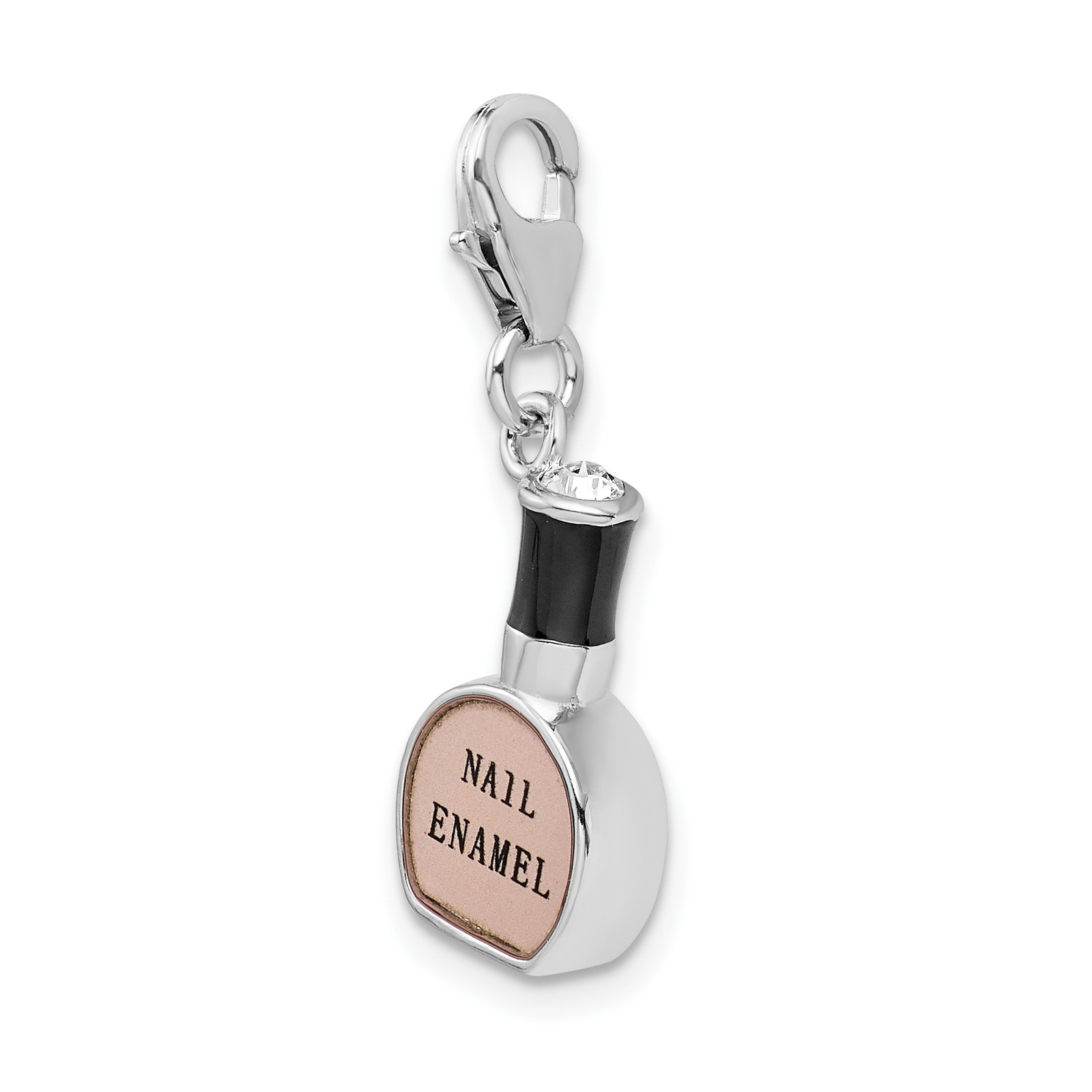 Amore La Vita Silver Polished 3-D Enameled Nail Polish Bottle Charm with Fancy