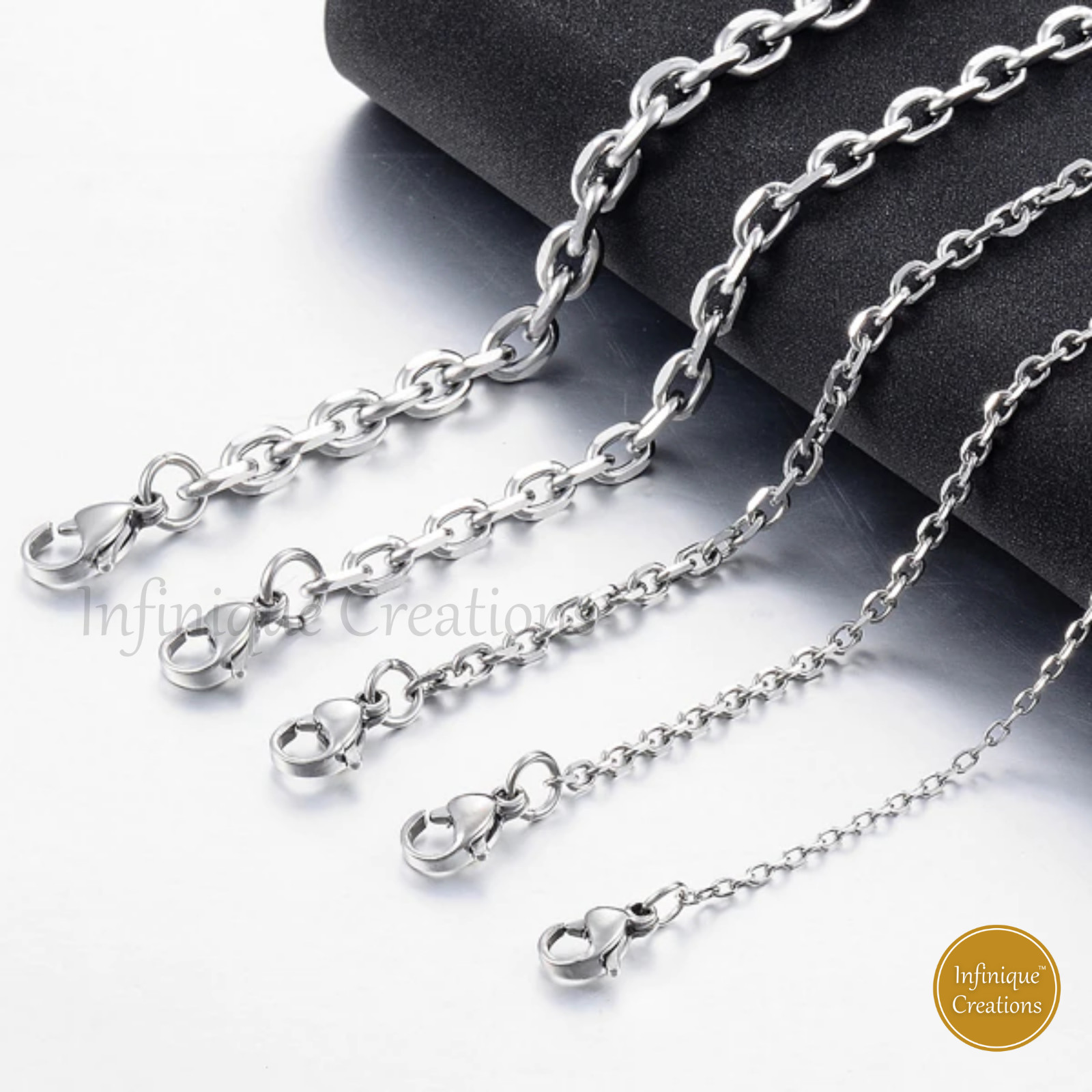 Stainless Steel Silver Cable Rolo Link Chain Necklace Men Women 1.5mm-8mm 7-38″