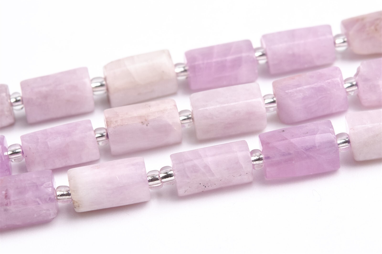 6-9MM Kunzite Faceted Nugget Tube Grade AA Genuine Natural Loose Beads 16″