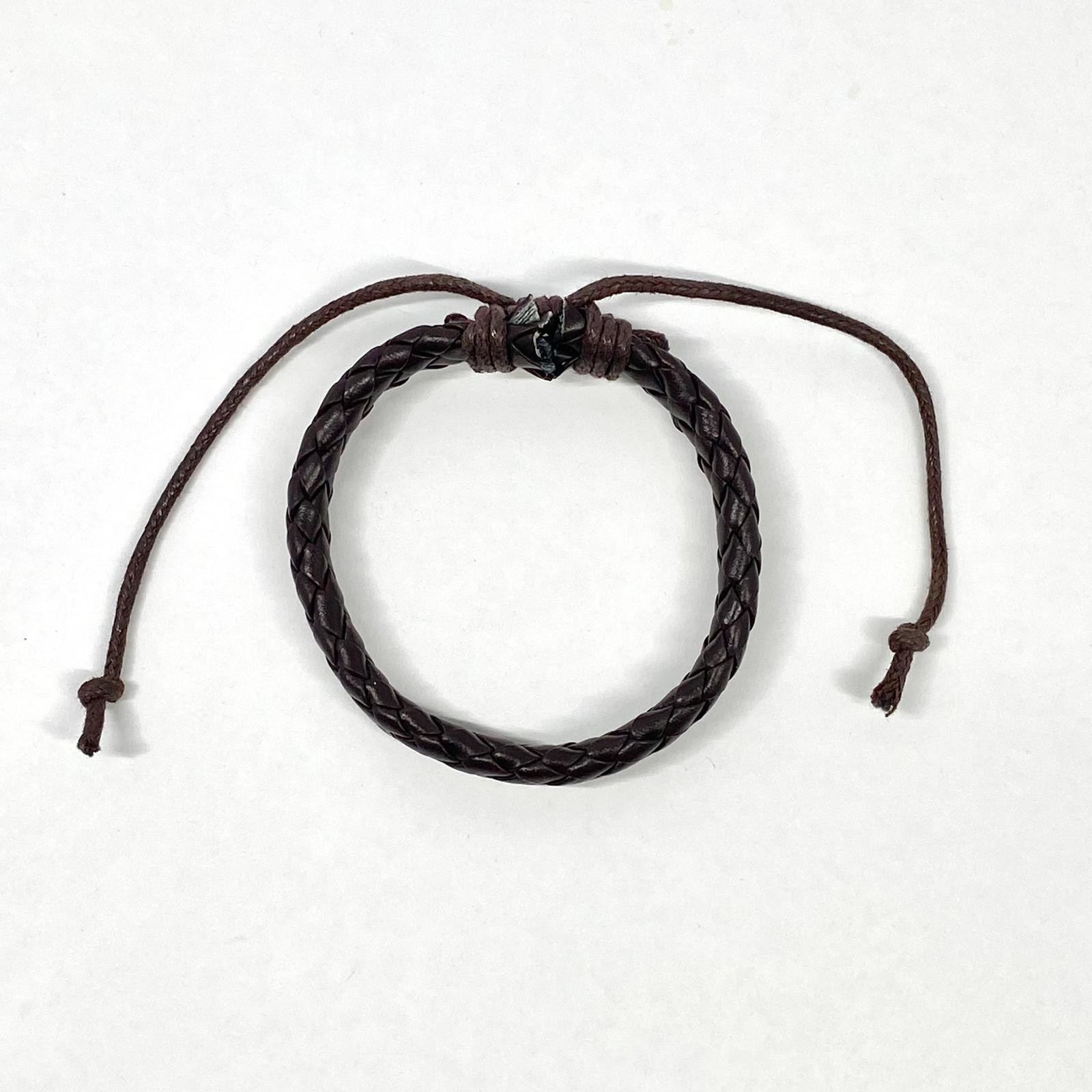 Adjustable Braided Faux Leather Bracelet Brown Woven Rope Cord Wristband Gift