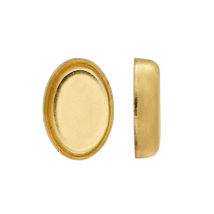 Pack of 4, 14/20 Yellow Gold Filled 6×4 or 8×6 Oval Bezel Cup DIY Jewelry