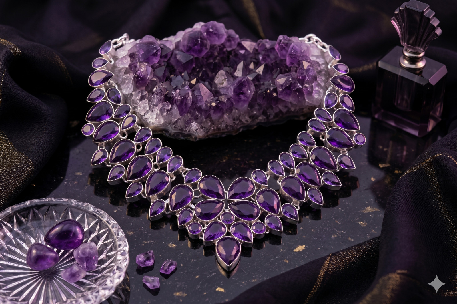 Purple Amethyst Necklace 925 Sterling Silver Gemstone Handmade Jewelry S-18″