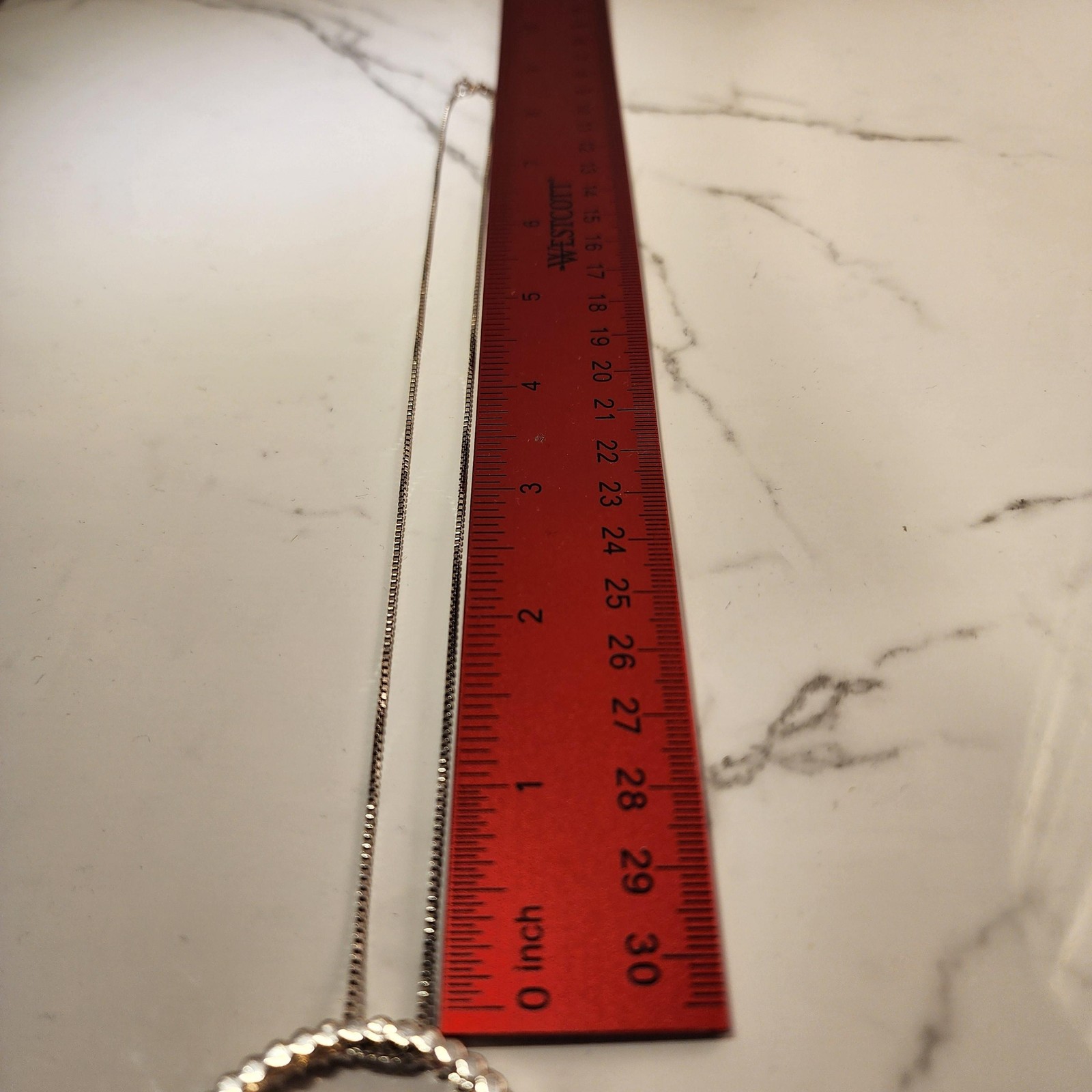 Large Circle Crystal Pendant Necklace 17in Sterling Silver Box Chain Halo