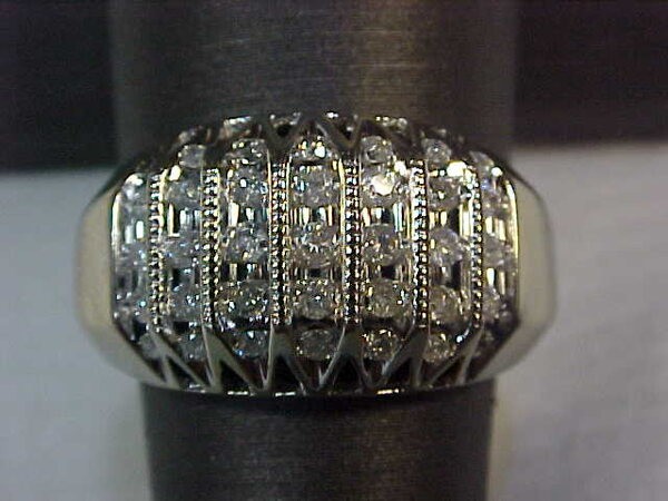 ESTATE NATURAL .50CTW WIDE DIAMOND BAND RING 10K WHITE GOLD SIZE 6.75