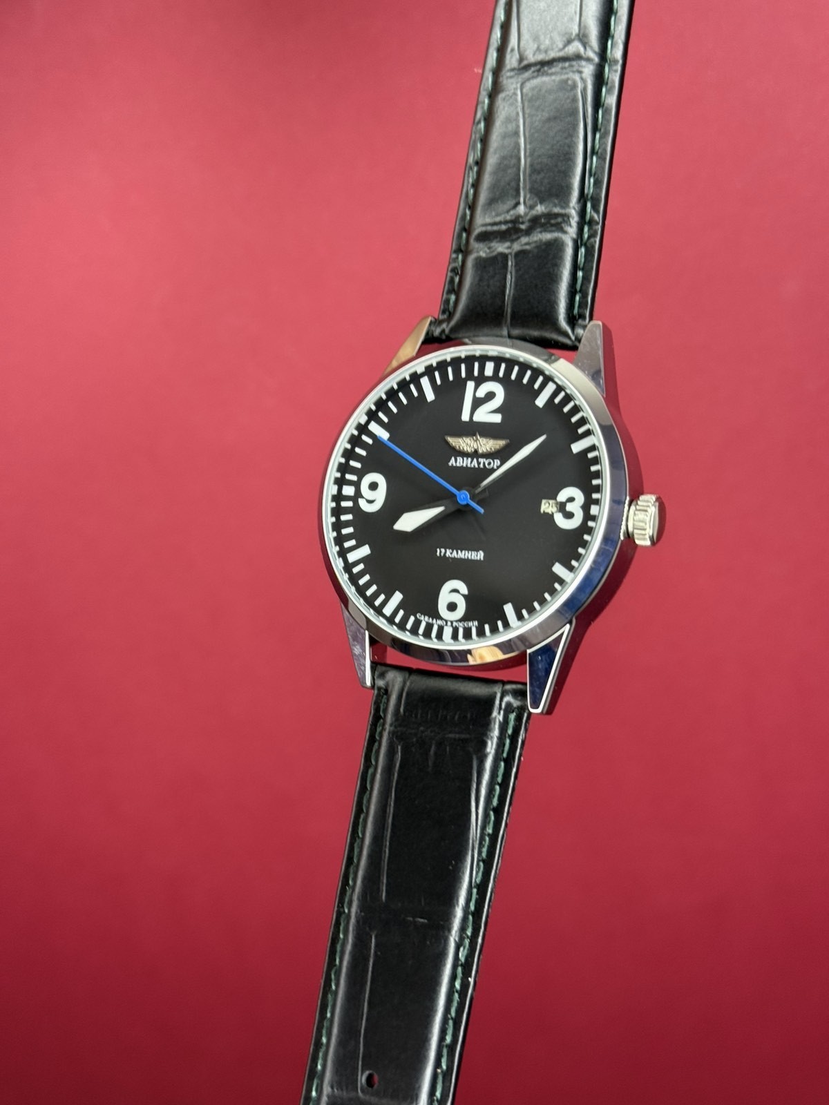 Watch Mechanical Raketa Aviator Black Pilot Vintage USSR Wrist Soviet Men’s Date