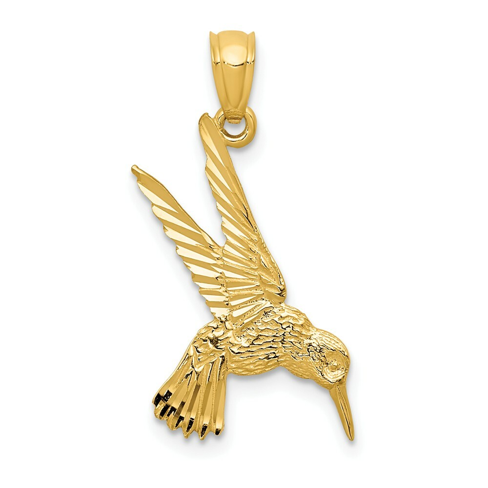 YELLOW GOLD DIAMOND CUT DIE STRUCK HUMMINGBIRD CHARM