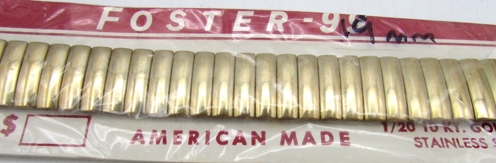 FOSTER-99 10K GOLD FILLED 19mm WRISTWATCH BAND PARTS OR REPAIR W66