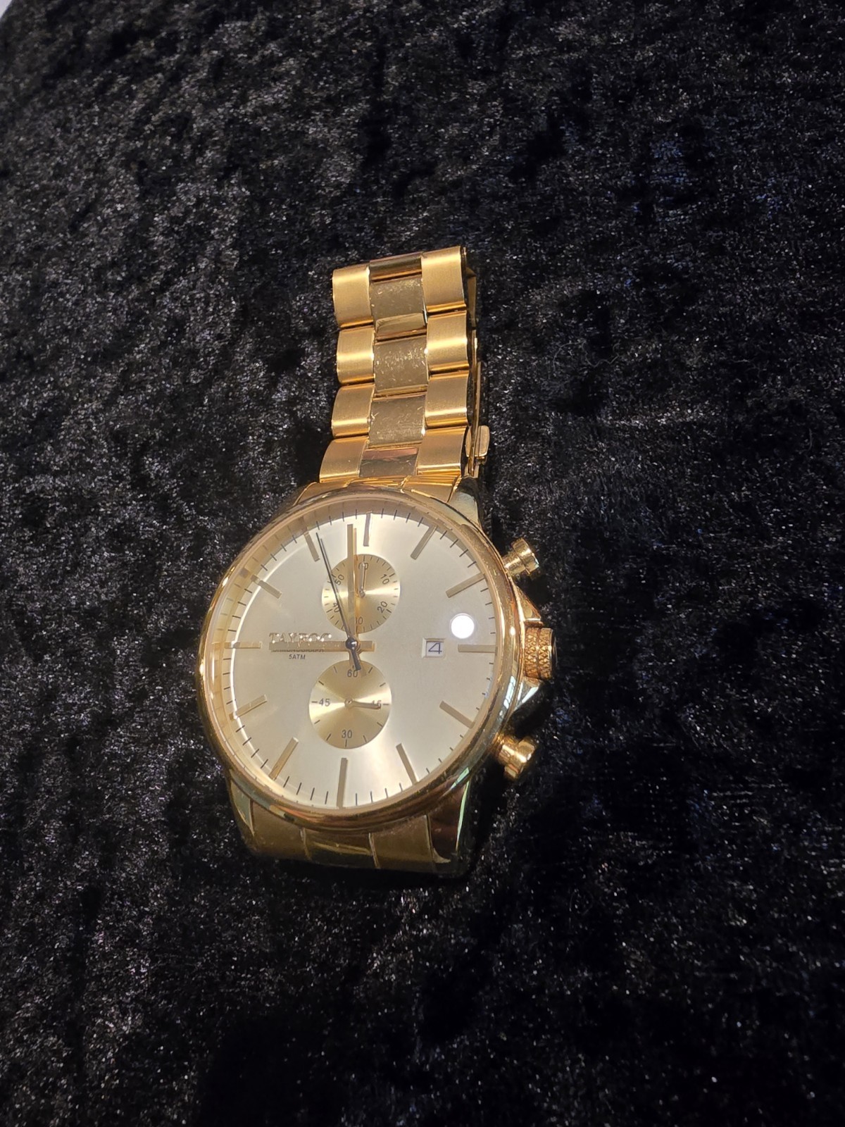 Tayroc Iconic 5atm All Gold Chronograph 42/44mm Wristwatch 2018 unworn need bat