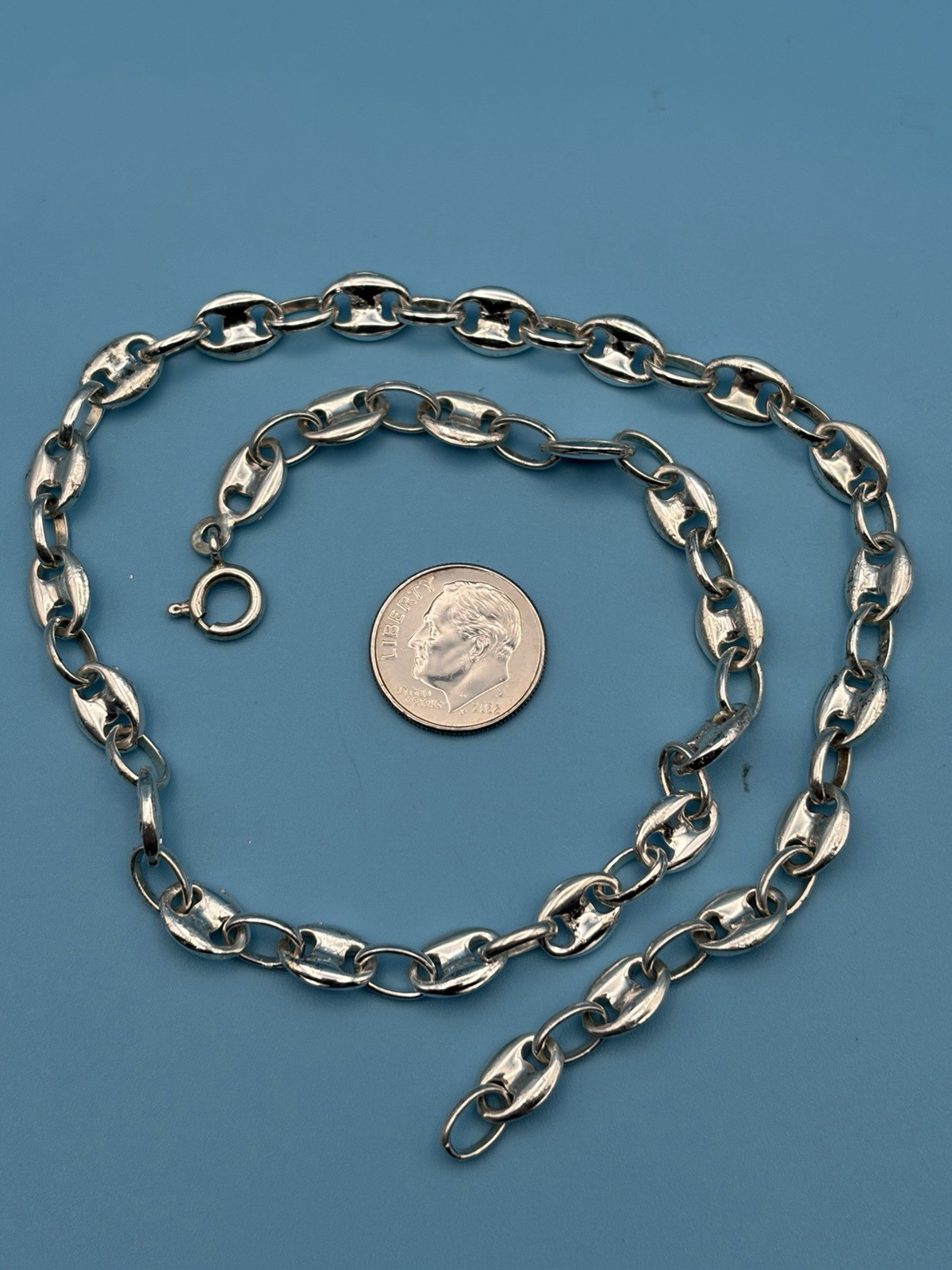 Vintage UnoAerre Italian Sterling Silver 925 Puffed Mariner Chain Necklace Rare!