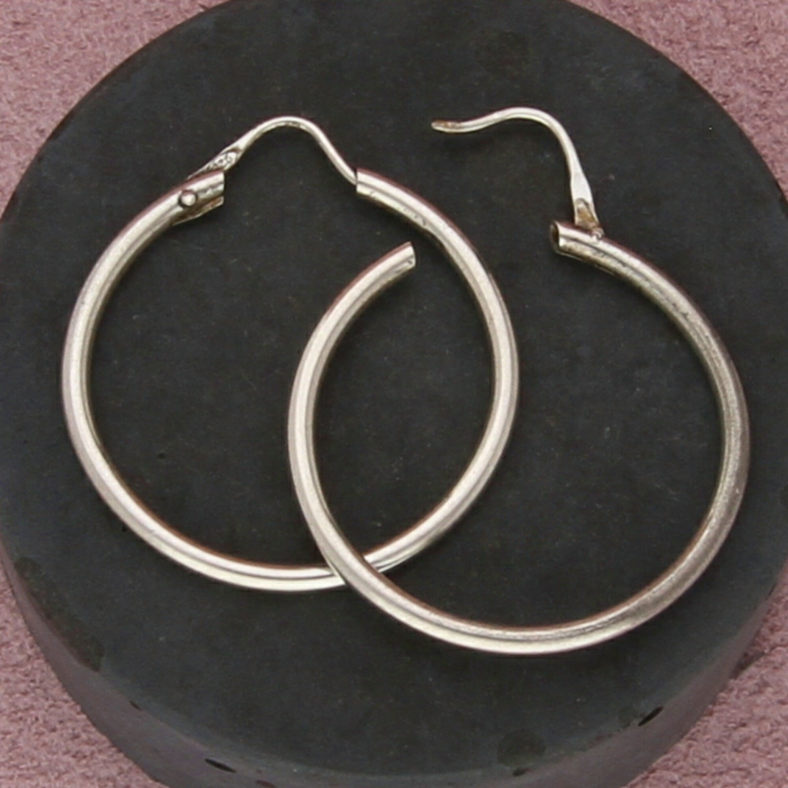 sterling silver vintage 30mm tube hoop earrings