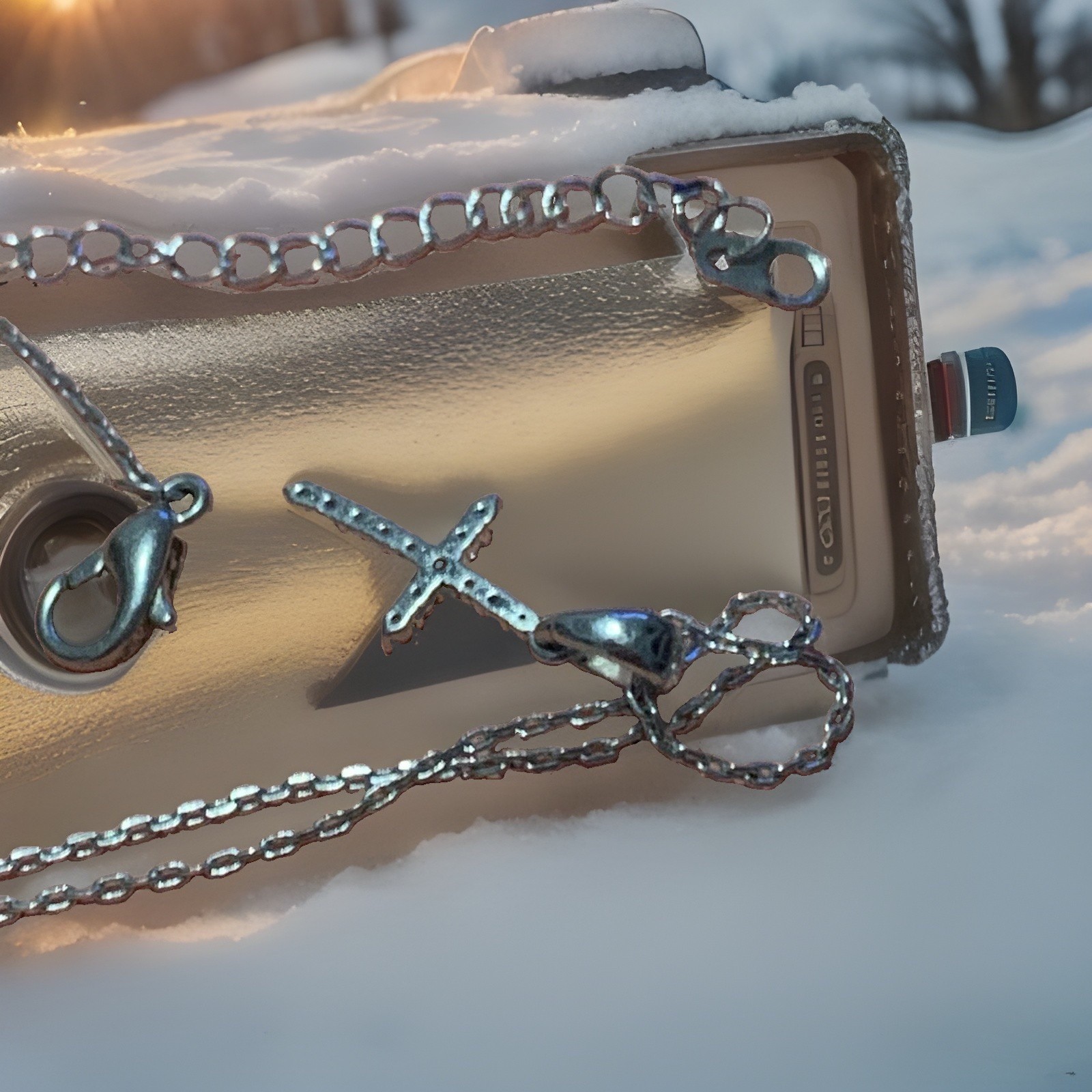 3 x Stainless SteelCZ Cross Necklace Silver ab 14 in plus heart necklaceab20inch