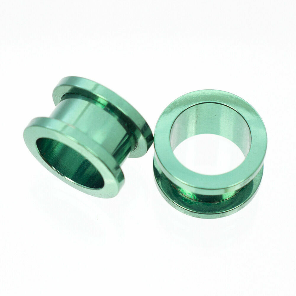Plugs Anodized Metallic Green Screw Fit – Sold as a Pair Surgical Steel