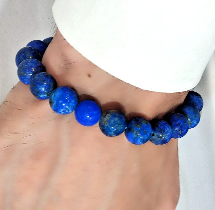 Top Quality Natural Beautiful Lapis Lazuli Gemstone Durable Elastic Bracelet