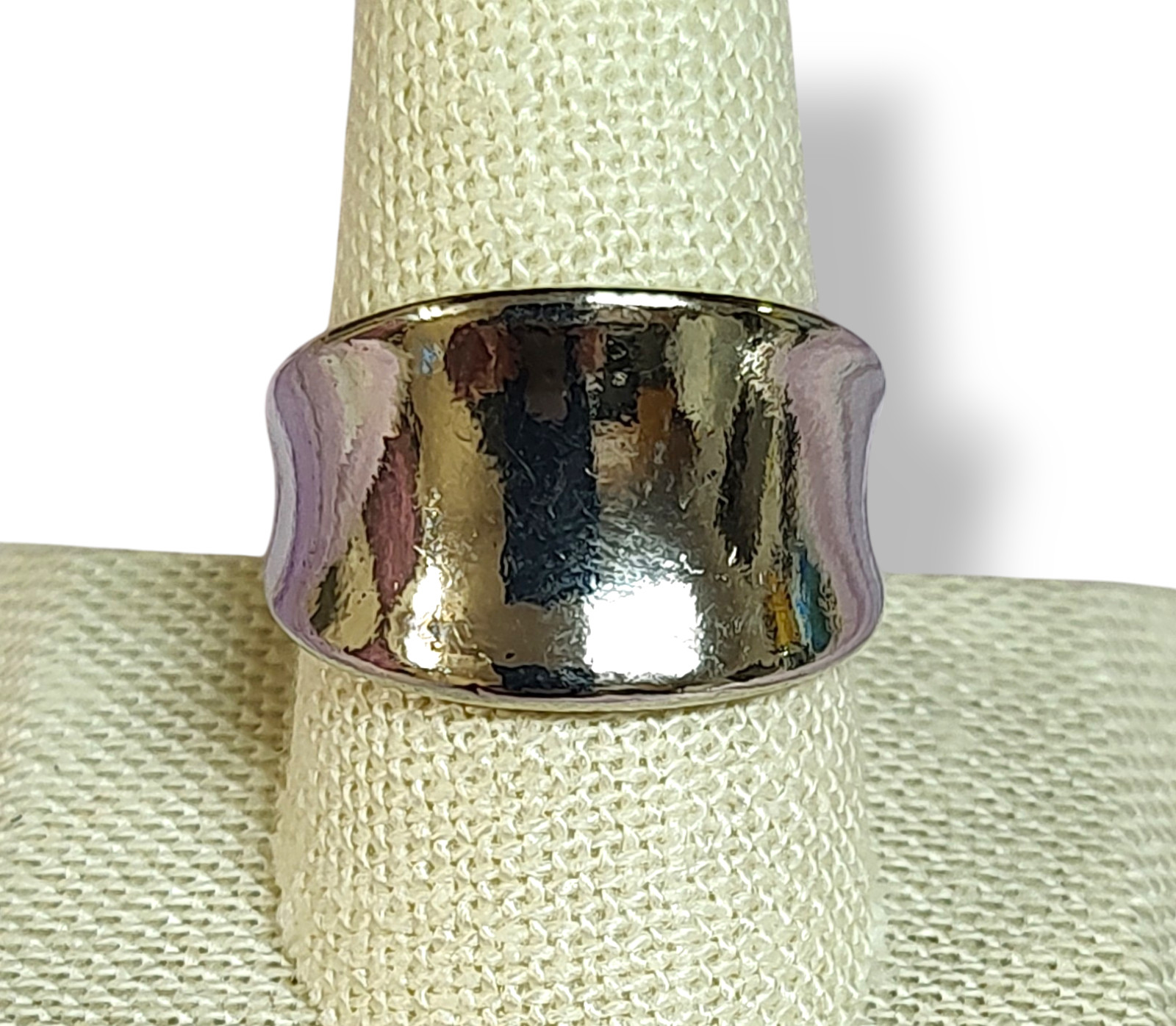 Chunky Stainless Steel Smooth Wide Statement Ring Band Size 10