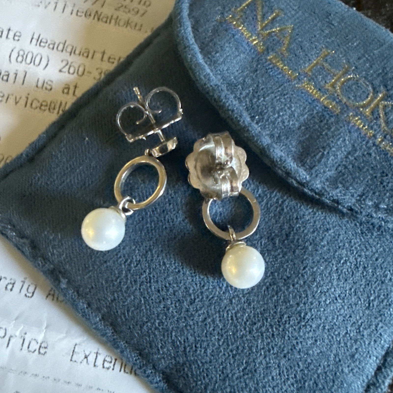 Na Hoku Sterling Silver 6-6.5mm Pearl Drop Earrings