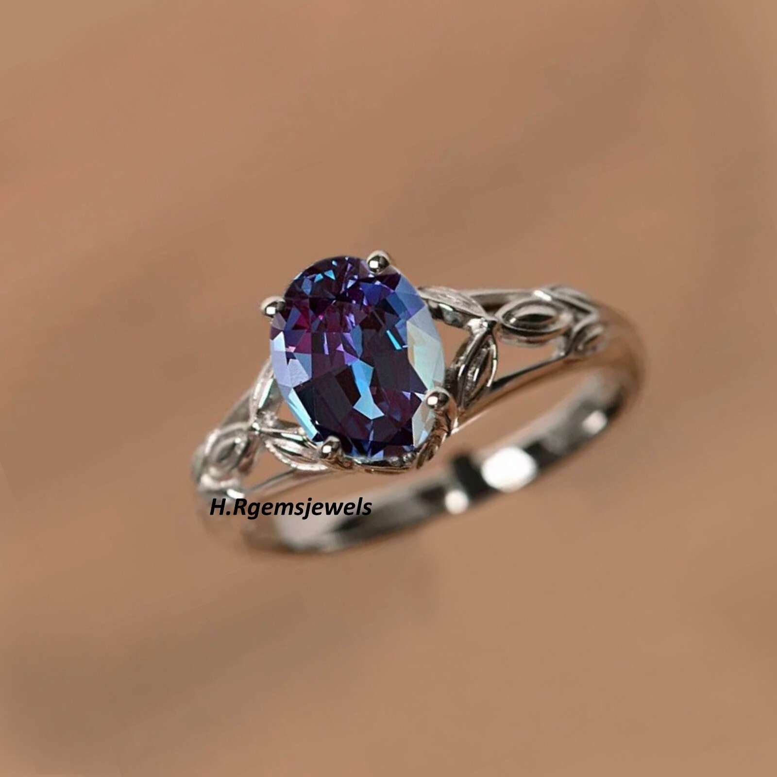Alexandrite Wedding Ring, Color Changing Gemstone Ring, Dainty Proposal Ring,