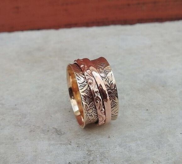 Solid Copper Spinner Band Ring Handmade Pure Copper Women Ring All Size SR368
