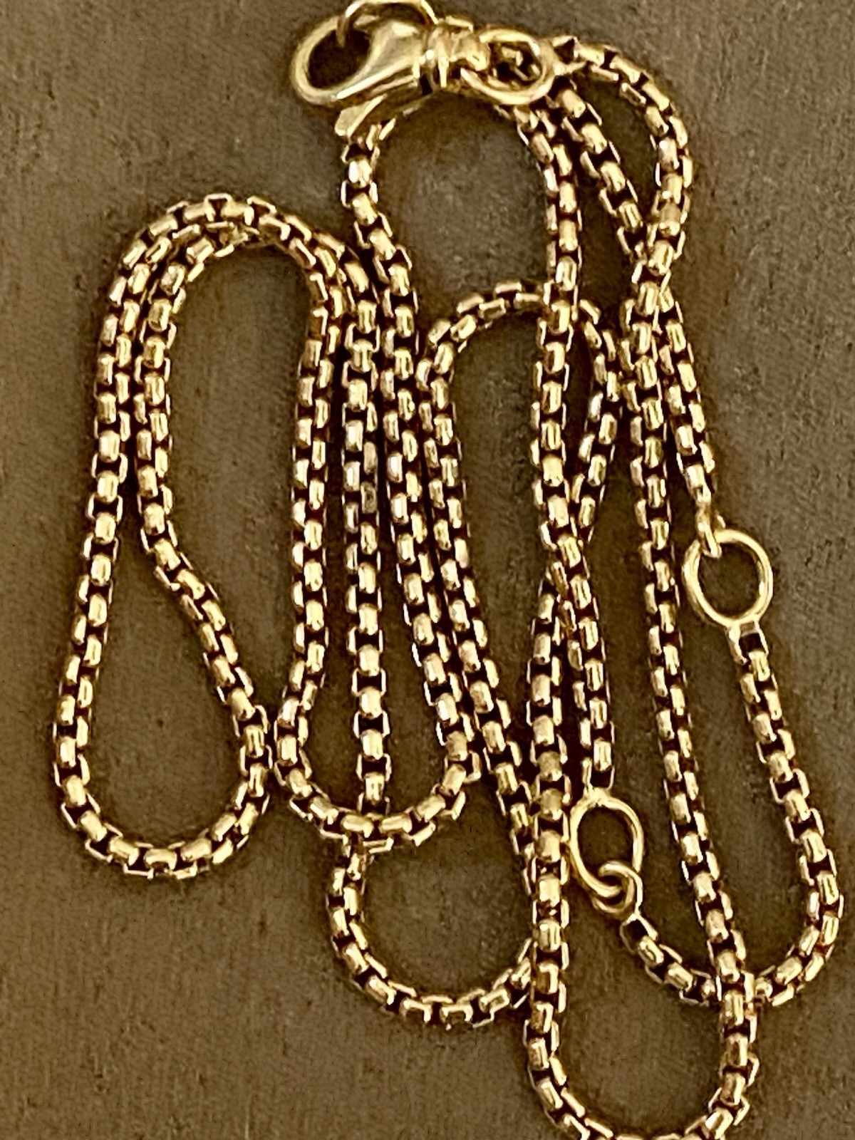 David Yurman 18k Yellow Gold Box Chain Necklace 1.7mm 16 17 18” Adjustable