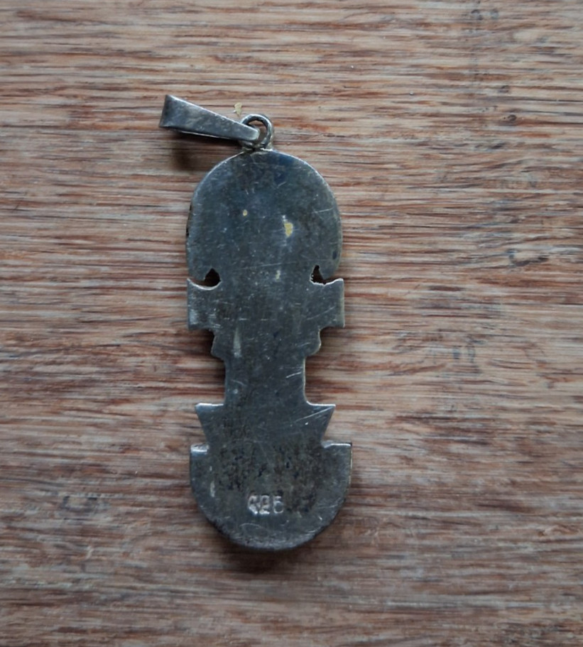 Vintage 925 Sterling Silver TUMI PERU INCAS Pendant w/ turquoise stone