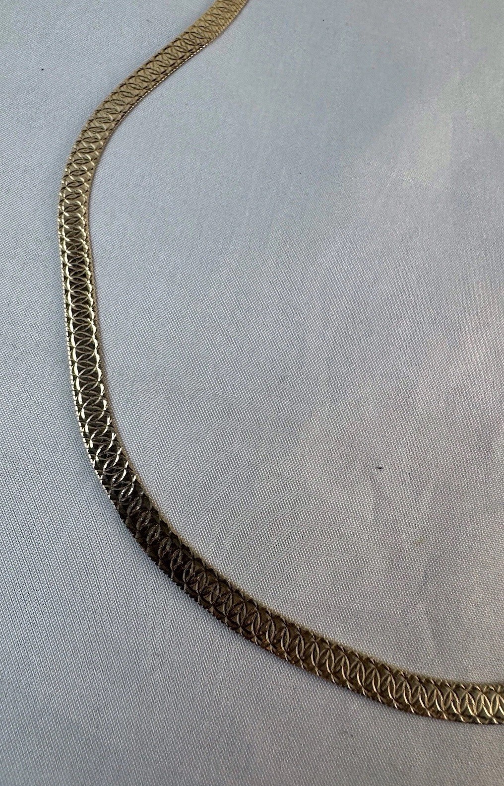 Technibond Reversible Herringbone Chain Necklace Gold Plated Sterling Silver